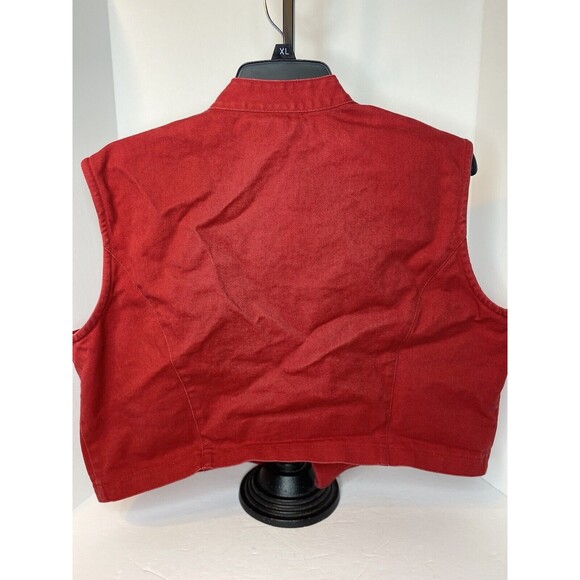 Vintage Cactus Flower Open Vest Womens Size L Red Western Southwest Sleeveless - Picture 10 of 16